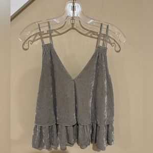 NWT Aerie Crushed Velvet Tiered Double Strap Tank XS